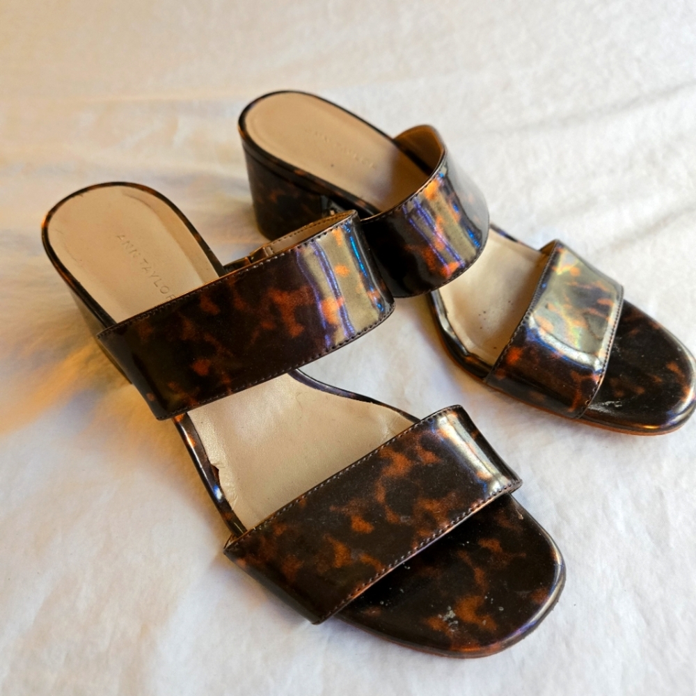 Ann Taylor Brown Tortoiseshell Block Heel sz 5.5